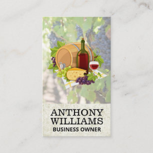 Wine Barrel Chees Grapes Business Card