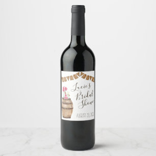 Wine Barrel Floral, Mason Jar Bridal Shower  Label