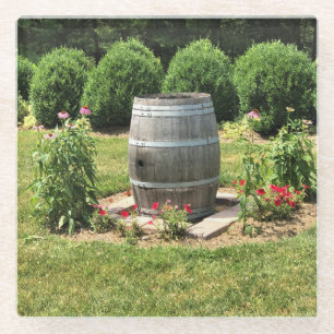 Wine Barrel Garden Decor, Chateau Morrisette, VA Glass Coaster