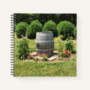 Wine Barrel Garden Decor, Chateau Morrisette, VA Notebook