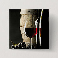 Wine Barrel, Grapes, and Glass