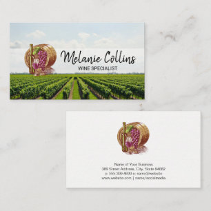 Wine Barrel Grapes Vineyard Scenery Business Card