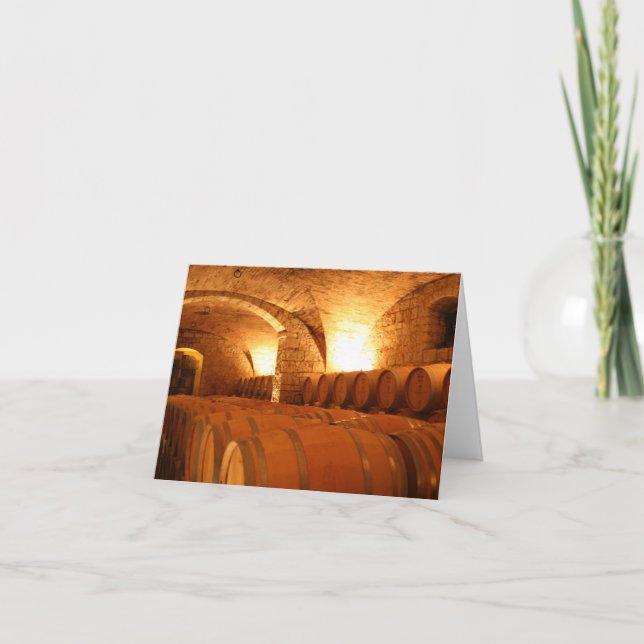 Wine Barrel Greeting Card (Front)