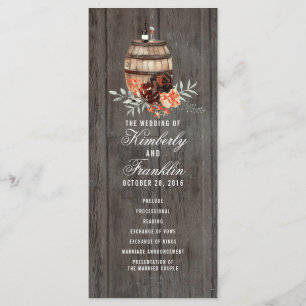 Wine Barrel Rustic Floral Wedding Programs Programme