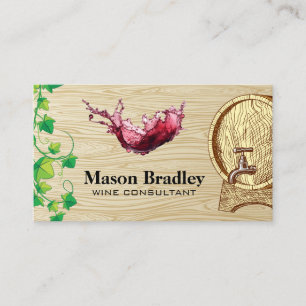 Wine Barrel Vines Splash Vino Business Card