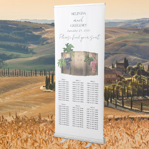 Wine Barrel Winery Vineyard Wedding Seating Chart Retractable Banner