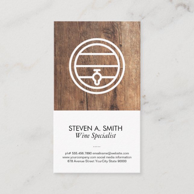 Wine Barrel | Wood Business Card (Front)