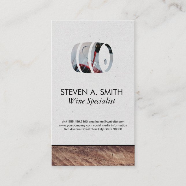 Wine Barrel | Wood Trim | Wine Lovers Business Card (Front)