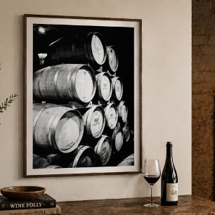 Wine Barrels Cellar Photo Rustic Winery Poster