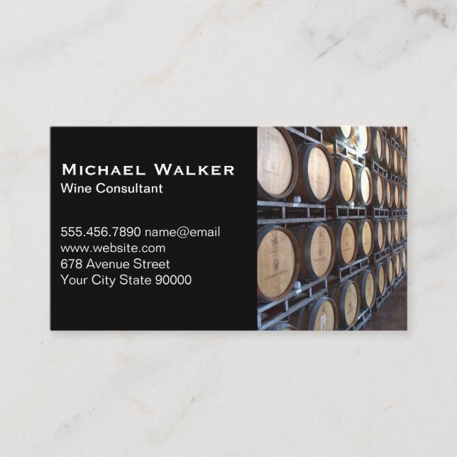 Wine Barrels in Cellar Business Card (Front)