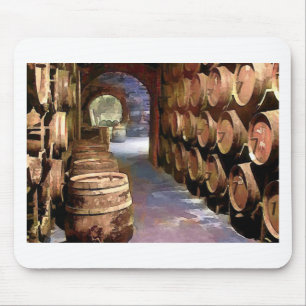 Wine Barrels in the Wine Cellar Mouse Mat
