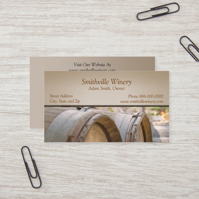 Wine Barrels Winery Business Card (Front/Back In Situ)