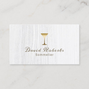 Wine Bartender Sommelier Elegant White Business Card