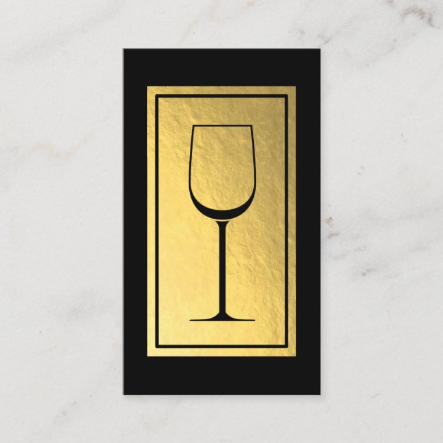 Wine Bartender Sommelier Faux Gold Foil Business Card (Front)