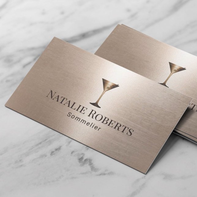 Wine Bartender Sommelier Luxury Gold Metallic Business Card (Creator Uploaded)