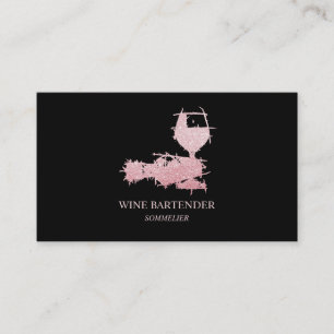 Wine Bartender Sommelier Rose Gold Business Card