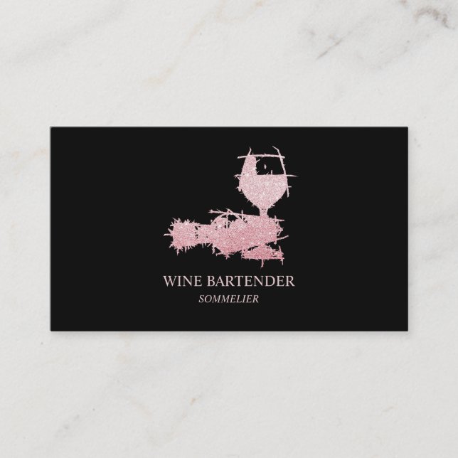 Wine Bartender Sommelier Rose Gold Business Card (Front)