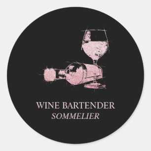 Wine Bartender Sommelier Waitress Rose Gold Classic Round Sticker