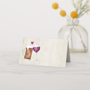 Wine & Beer Toast Folded Tent Style Place Card
