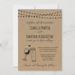 Wine & Beer Toast Theme Wedding Invitation