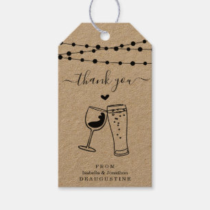 Wine & Beer Toast Wedding Thank You - Rustic Kraft Gift Tags