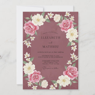 Wine Berry Wreath Wedding Invitation