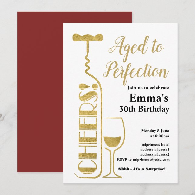 Wine birthday invitation (Front/Back)