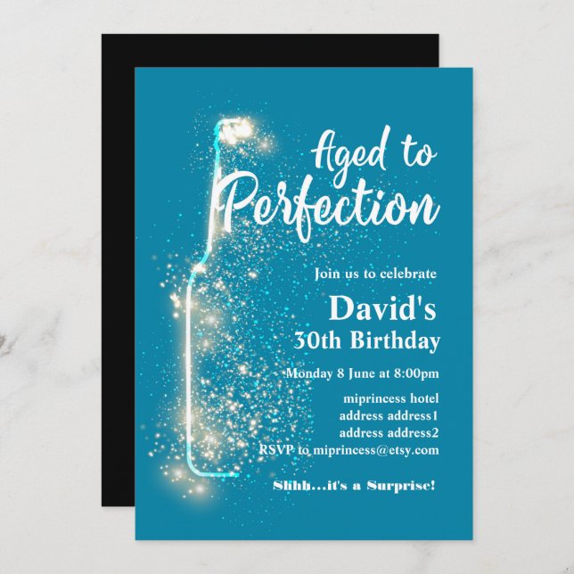 Wine birthday invitation, Aged to Perfection Invitation (Front/Back)