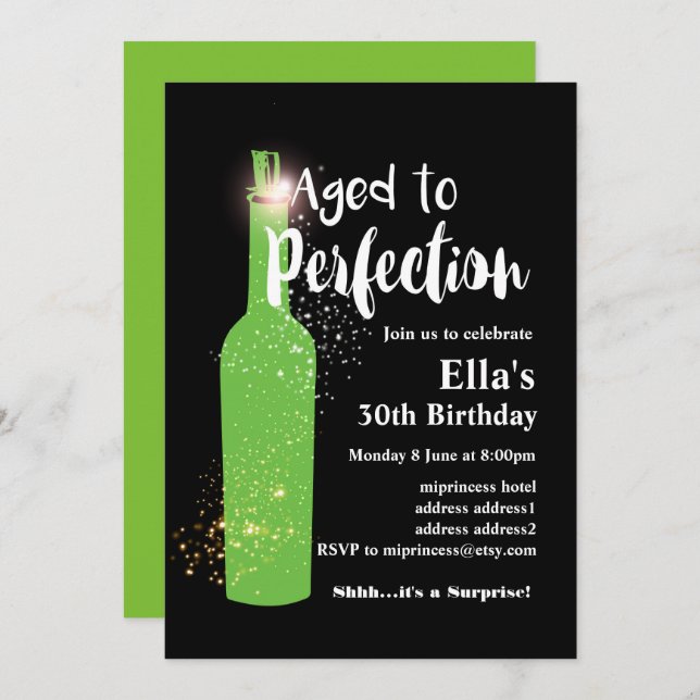 Wine birthday invitation, Aged to Perfection Invitation (Front/Back)