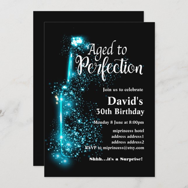 Wine birthday invitation, Aged to Perfection Invitation (Front/Back)