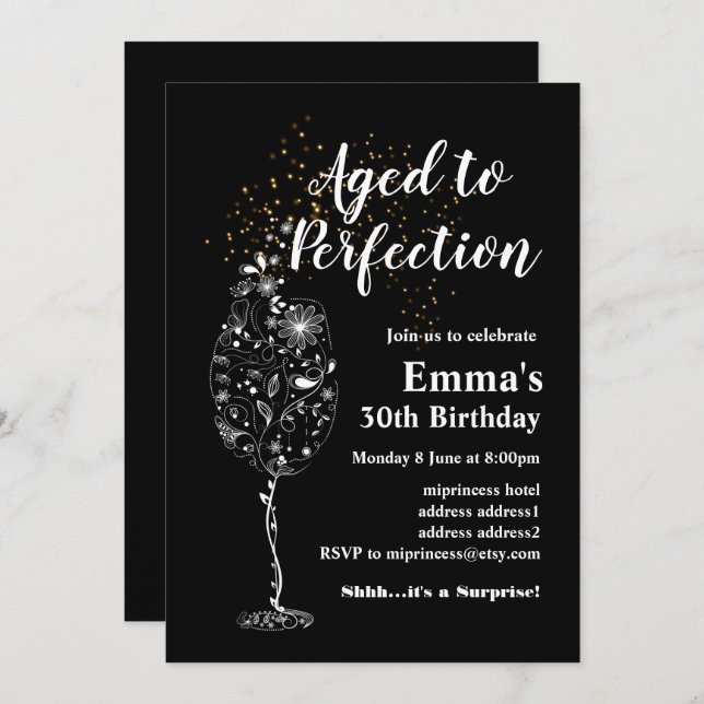 Wine birthday invitation, Aged to Perfection Invitation (Front/Back)