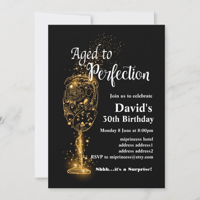 Wine birthday invitation, Aged to Perfection Invitation (Front)