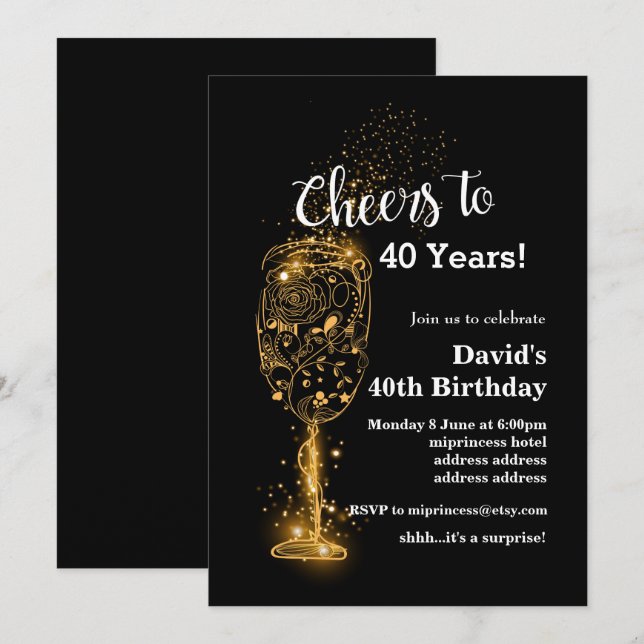 Wine birthday invitation, cheers to any years! invitation (Front/Back)