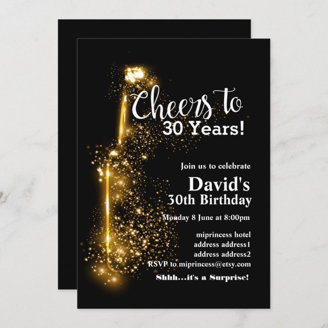 Wine birthday invitation, Cheers to any years! Invitation (Front/Back)
