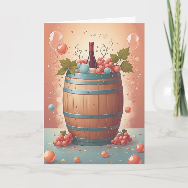Wine Birthday Wishes Card (Front)