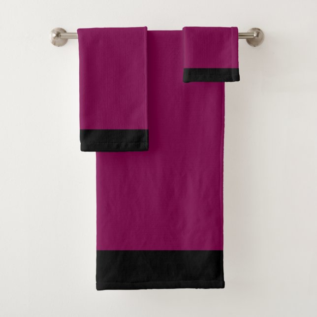 Wine + Black Trim  Bath Towel Set (Insitu)