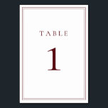 Wine Bordeaux Classic Minimalist Table Number<br><div class="desc">Wine Bordeaux Classic Minimalist Table Number - fully customisable.</div>