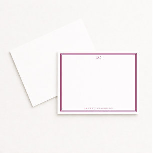 Wine Border Monogram Stationery Note Card