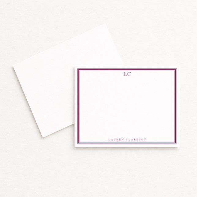 Wine Border Monogram Stationery Note Card (Creator Uploaded)