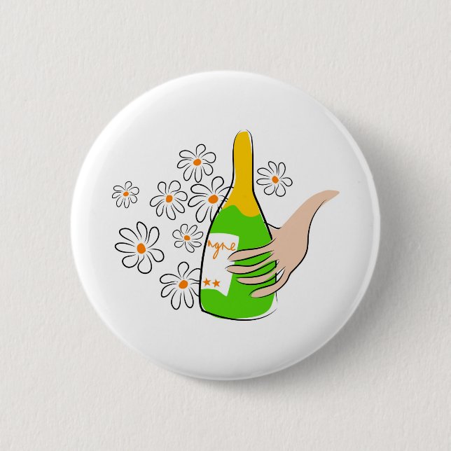wine bottle 6 cm round badge (Front)