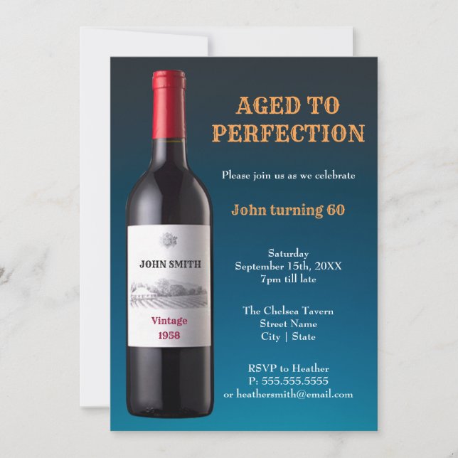 Wine Bottle Aged to Perfection | Invitation Card (Front)
