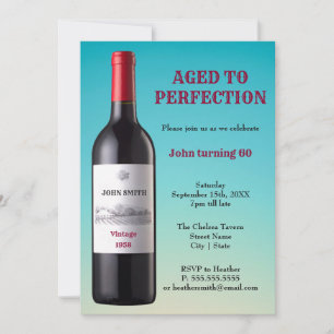 Wine Bottle Aged to Perfection Invitation Card