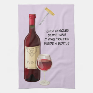 Wine bottle and cork screw background tea towel