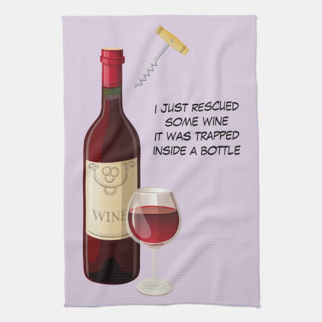 Wine bottle and cork screw background tea towel (Vertical)