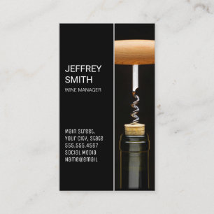 Wine Bottle and Corkscrew   Opening Bottle Business Card