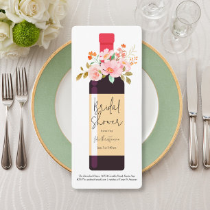 Wine Bottle and Flowers Celebration Bridal Shower Invitation