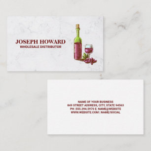Wine Bottle and Glass Business Card