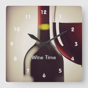 Wine Bottle and Glass Design Wall Clock