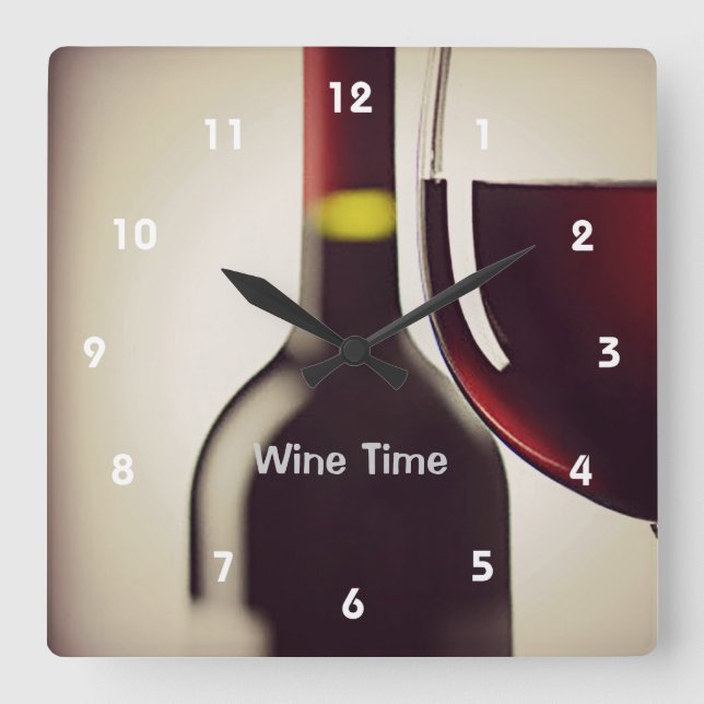 Wine Bottle and Glass Design Wall Clock (Front)