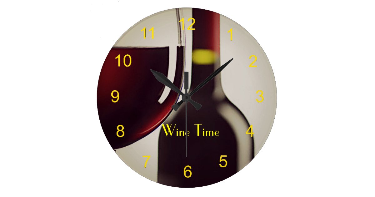 Wine Bottle and Glass Design Wall Clock Zazzle.co.uk